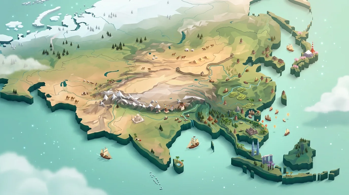 Asia illustrated map