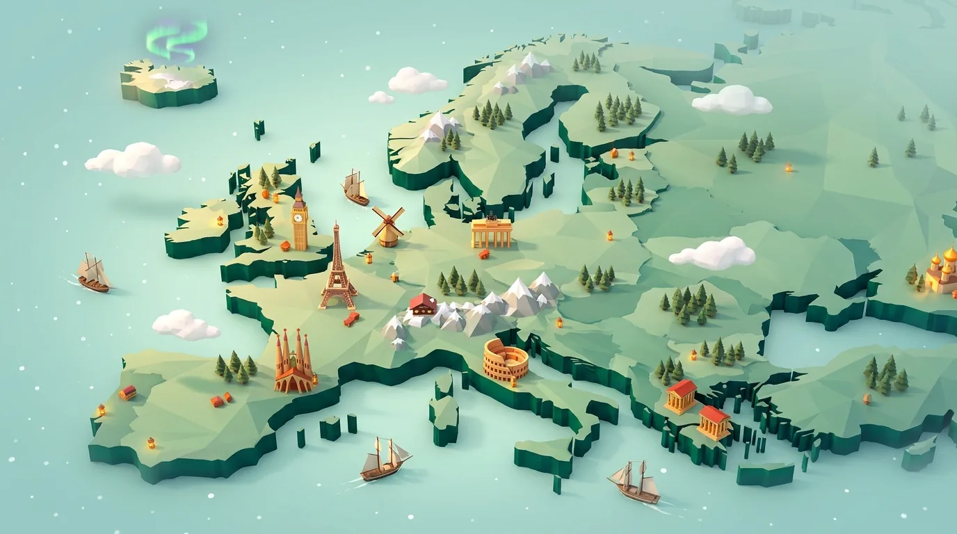 Europe illustrated map