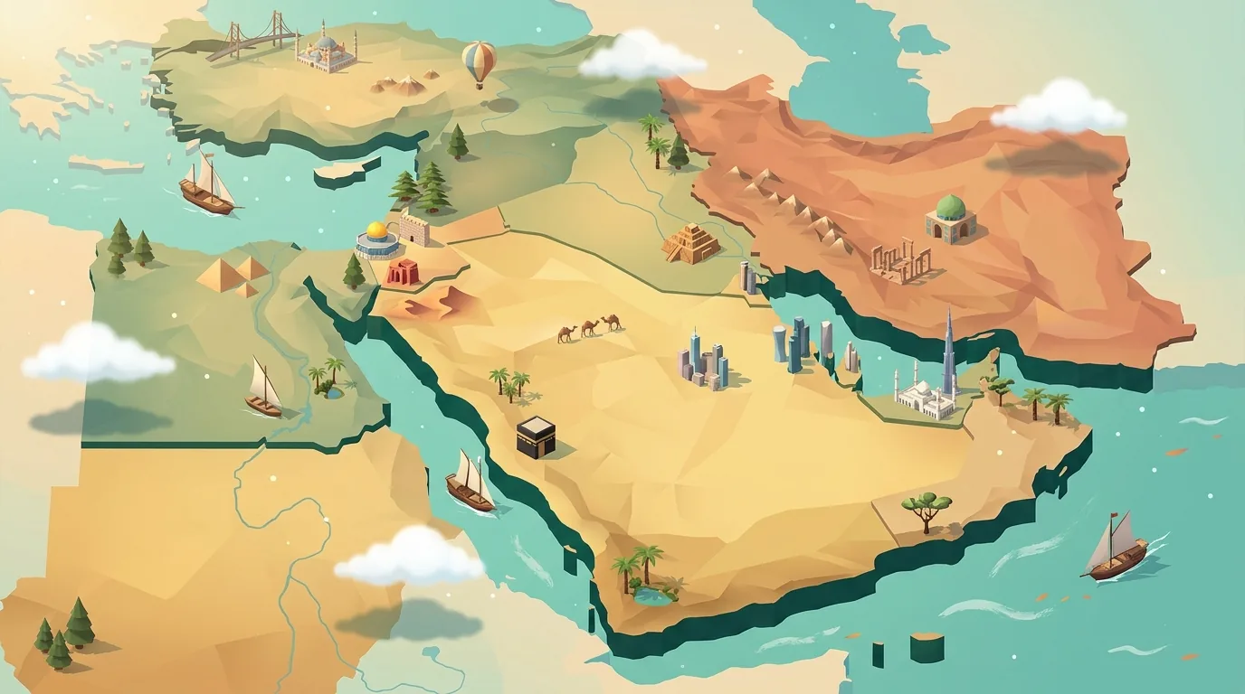 Middle East illustrated map
