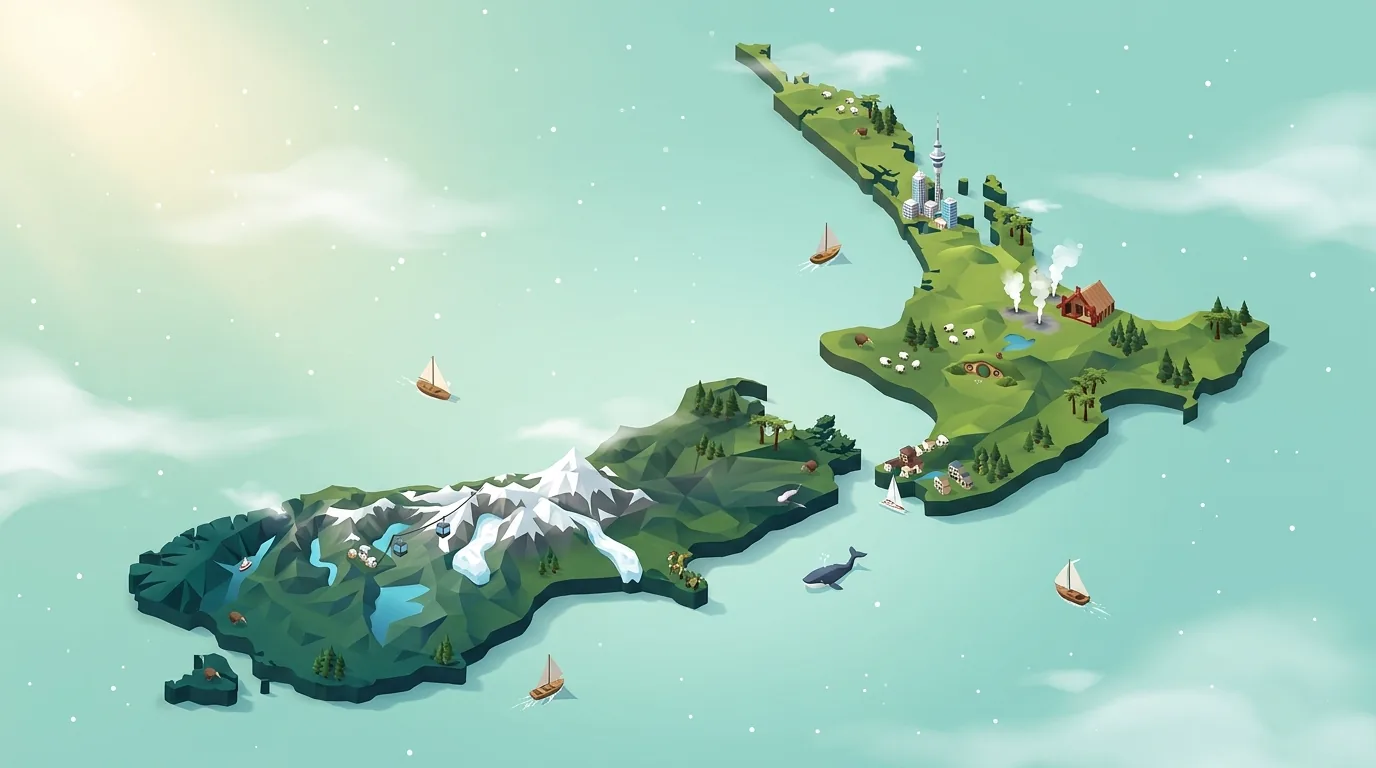 New Zealand illustrated map